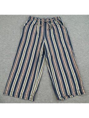 American Eagle Culotte Pants Womens Size 8 Regular Striped High Waist Pull On